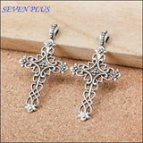 10 Pieces 20*38mm Alloy Metal Antique Silver Color Hollow Out Cross Charm Pendant For Diy Jewelry Making Wholesale Charms