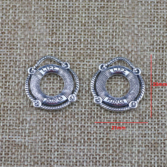 10 Pieces 21*23mm Mixed Alloy Antique Silver Color Life Buoy Medical Charms Pendant Accessory For DIY Jewelry Making