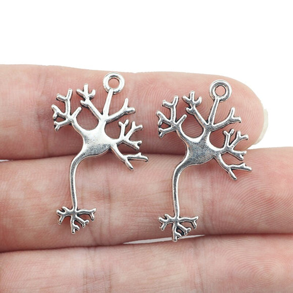 10 Pieces 21*33mm Antique Silver Color Never Cell Medical Charms Keychain For DIY Jewelry Making
