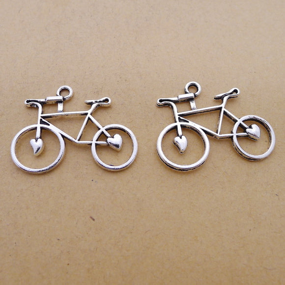 10 Pieces 24x31mm Antique Silver Color Bicycle Bike Charms  DIY Jewelry  Handmade Craft