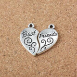 10 Pieces (5 sets) 26mm*29mm Antique Silver Plated Best Friend Heart Charms Friend Charm For Jewelry Making
