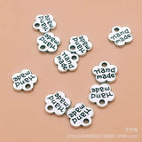 100PCS 8*8mm Metal Alloy Two Color Handmade Letter Florets  Charms Pendant For Jewelry Making DIY Handmade Craft