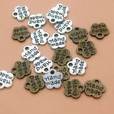 100PCS 8*8mm Metal Alloy Two Color Handmade Letter Florets  Charms Pendant For Jewelry Making DIY Handmade Craft