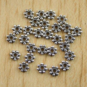 250pcs Tibetan Silver Flat Daisy Spacers 4.3m h0725