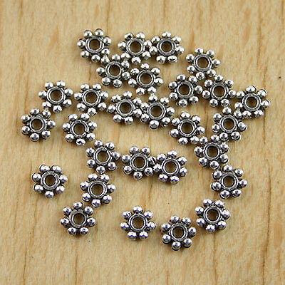 250pcs Tibetan Silver Flat Daisy Spacers 4.3m h0725