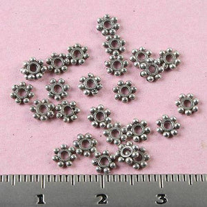 120Pcs dark silver-tone daisy spacer beads h0754