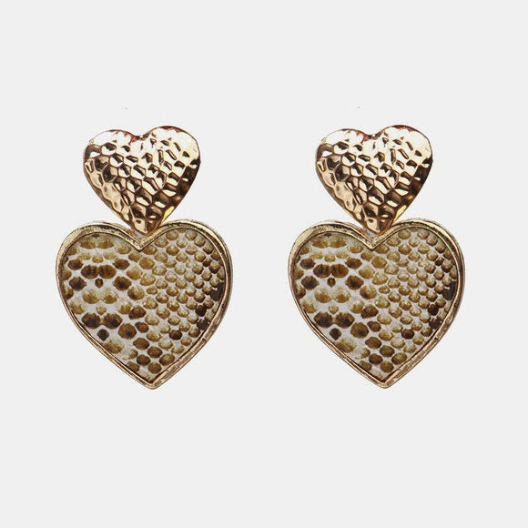 Fashion Jewelry Stud Earring snakeskin Heart Shaped Earring