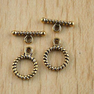 20sets dark gold-tone spiral shape toggle clasps h1270