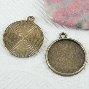 12pcs antiqued bronze color round cabochon settings EF0734