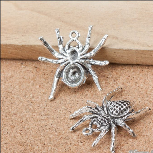 10PCS 26*25*4mm Antique Silver Color Spider Charms Pendants High Quality Jewelry Accessories