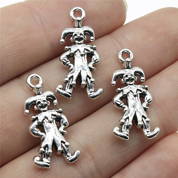 10Pcs 24*12mm Antique Bronze Color Clown Charms For DIY Jewelry Making Fashion Bracelet Pendant Accessories Handcraft Wholesale