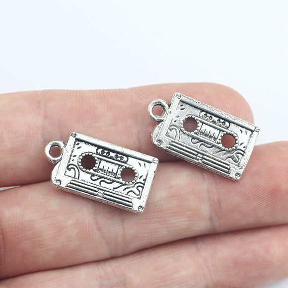 10Pieces 23*13mm Antique Silver Color Vintage Music Tape Charms Necklace Earring Pendant Accessory Charms For DIY Jewelry Making