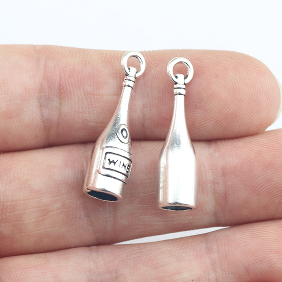 10Pieces 8*28mm Antique Silver Color Fashion Wine Charms Necklace Earring Pendant Accessory Charms For DIY Jewelry Making