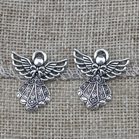 10Pieces/lot 27x24mm Antique Silver Color Angel Charms EF3662