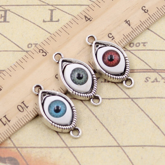 10pcs 3types Charms 3colors Devil Eye 30x15mm DIY Retro Jewelry Braclet Necklace Antique Bronze Silver Color Gold