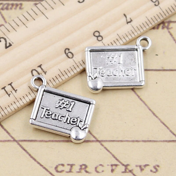 10pcs Charms #1 Teacher Apple 17x14mm Tibetan Silver Color Pendants Antique Jewelry Making DIY Handmade Craft