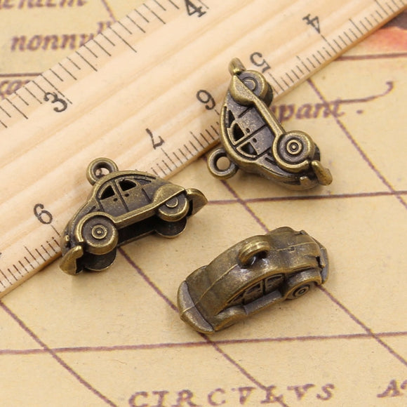 10pcs Charms 3D Car 23x15mm Tibetan Bronze Silver Color Pendants Antique Jewelry Makin h1087
