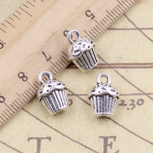 10pcs Charms 3D Cupcake Cake 13x10x8mm Tibetan DIY Retro Jewelry Bracelet Necklace Antique Bronze Silver Color Pendant ef4348