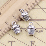 10pcs Charms 3D Cupcake Cake 13x10x8mm Tibetan DIY Retro Jewelry Bracelet Necklace Antique Bronze Silver Color Pendant EF3756
