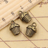 10pcs Charms 3D Cupcake Cake 13x10x8mm Tibetan DIY Retro Jewelry Bracelet Necklace Antique Bronze Silver Color Pendant EF3756
