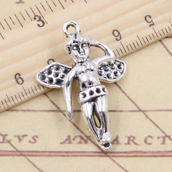 10pcs Charms 3D Cupid Love Angel 37x25x9mm Tibetan Silver Color Pendants Antique Jewelry Making DIY Handmade Craft