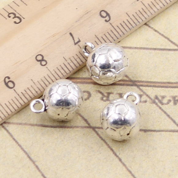 10pcs Charms 3D Football 13x10x10mm Tibetan DIY Retro Jewelry Bracelet Necklace Antique Bronze Silver Color Gold Pendant