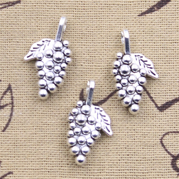 10pcs Charms 3D Grape 26x14x6mm Antique Silver Color Pendants DIY Crafts Making Findings Handmade Tibetan Jewelry