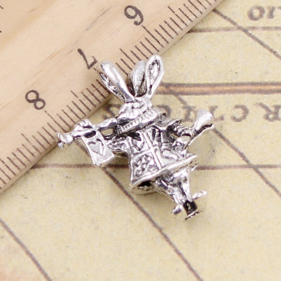 10pcs Charms 3D Horn Bunny Rabbit 27x23x7mm Tibetan Silver Color Pendants Antique Jewelry Making DIY Handmade Craft Pendant