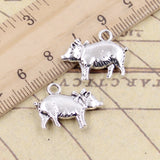 10pcs Charms 3D Pig 21x16mm Tibetan Bronze Silver Color Pendants Antique Jewelry Making DIY Handmade Craft h1198