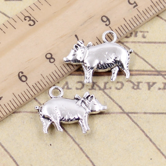10pcs Charms 3D Pig 21x16mm Tibetan Bronze Silver Color Pendants Antique Jewelry Making DIY Handmade Craft h1198