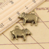 10pcs Charms 3D Pig 21x16mm Tibetan Bronze Silver Color Pendants Antique Jewelry Making DIY Handmade Craft
