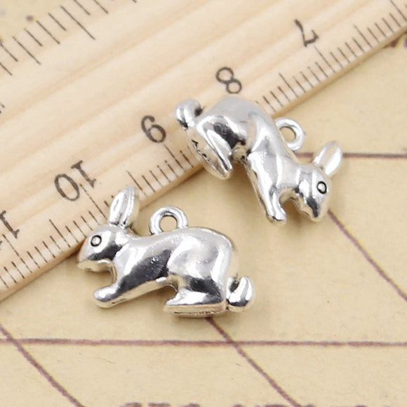 10pcs Charms 3D Rabbit 13x19x6mm Tibetan Silver Color Pendants Antique Jewelry Making EF3592