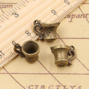 10pcs Charms 3D Teacup With Heart 10x15mm Tibetan Bronze Silver Color Pendants Antique Jewelry Making DIY Handmade Craft Pendant