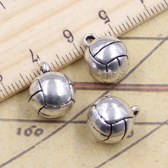 10pcs Charms 3D Volleyball 15x11x11mm Tibetan Silver Color Pendants Antique Jewelry Making DIY Handmade Craft Pendant