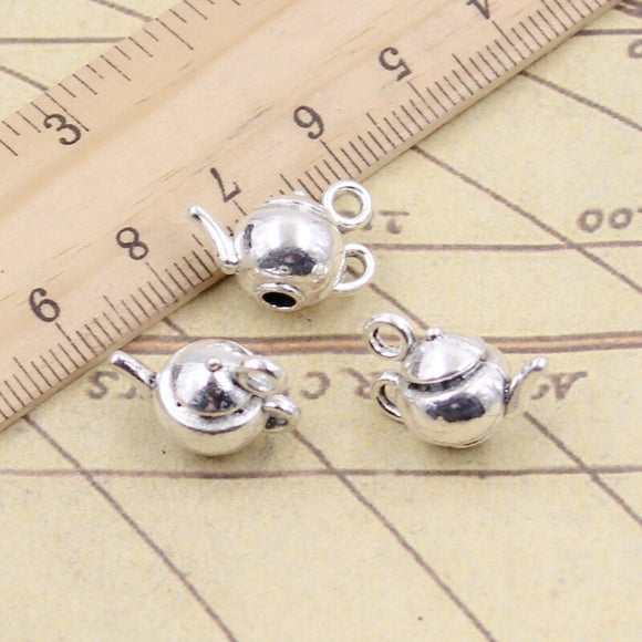 10pcs Charms 3D teapot 18x13x10mm Tibetan Bronze Silver Color Pendants Antique Jewelry Making DIY Handmade Craft