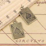 10pcs Charms Ace Of Spades Playing Card Poker 20x12mm Tibetan Bronze Silver Color Pendants Antique Making DIY Handmade Craft