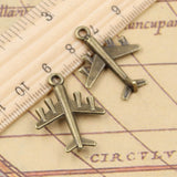 10pcs Charms Airplane Plane 27x21mm Tibetan Bronze Silver Color Pendants Antique Jewelry Making DIY Handmade Craft EF0648