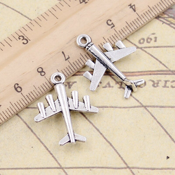 10pcs Charms Airplane Plane 27x21mm Tibetan Bronze Silver Color Pendants Antique Jewelry Making DIY Handmade Craft EF0648
