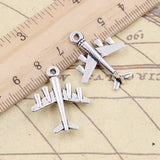 10pcs Charms Airplane Plane 27x21mm Tibetan Bronze Silver Color Pendants Antique Jewelry Making DIY Handmade Craft EF0648