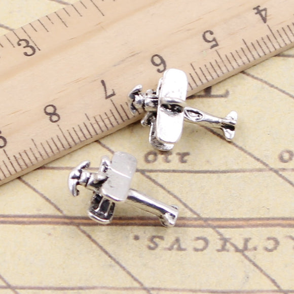 10pcs Charms Airplane Plane Biplane 19x9x13mm Tibetan Silver Color Pendants Antique Jewelry Making DIY Handmade Craft