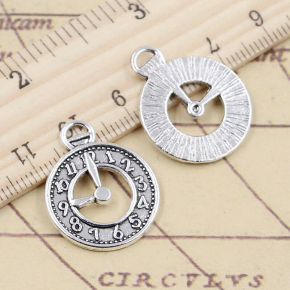 10pcs Charms Alarm Clock Pocket Watch 26x21mm Tibetan Silver Color Pendants Antique Jewelry Making DIY Handmade Craft
