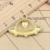 10pcs Charms Alien ET Believe Spaceship 23x30mm Tibetan Bronze Silver Color Pendants Antique Jewelry Making DIY Handmade Craft