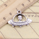 10pcs Charms Alien ET Believe Spaceship 23x30mm Tibetan Bronze Silver Color Pendants Antique Jewelry Making DIY Handmade Craft