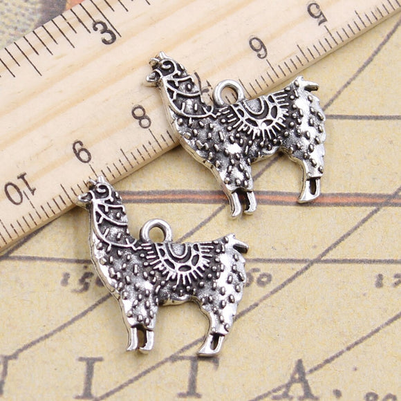 10pcs Charms Alpaca Grass Mud Horse 26x25mm Tibetan Silver Color Pendants Antique Jewelry Making DIY Handmade Craft Pendant