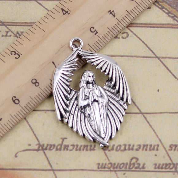 10pcs Charms Angel Maria 43x27mm Tibetan Silver Color Pendants Antique Jewelry Making DIY Handmade Craft Pendant