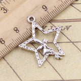 10pcs Charms Angel Star 30x24mm Tibetan Bronze Silver Color Pendants Antique Jewelry Making DIY Handmade Craft EF3660