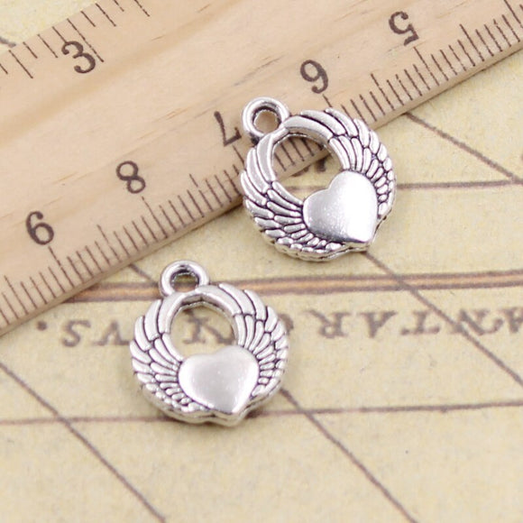 10pcs Charms Angel Wings 15x12mm Tibetan Silver Color Pendants Antique Jewelry Making DIY Handmade Craft