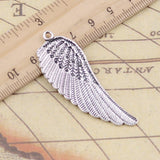 10pcs Charms Angel Wings 55x19mm Tibetan Silver Color Pendants Antique Jewelry Making DIY Handmade Craft Pendant EF3831