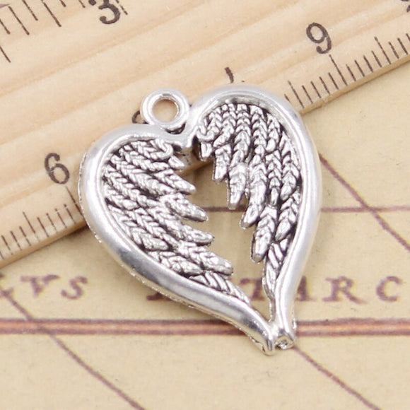 10pcs Charms Angel Wings Heart 30x24mm Tibetan Silver Color Pendants Antique Jewelry Making DIY Handmade Craft