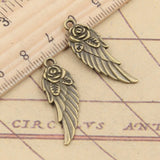 10pcs Charms Angel Wings With Flower 30x12mm Tibetan Bronze Silver Color Pendants Antique Jewelry Making DIY Handmade Craft
